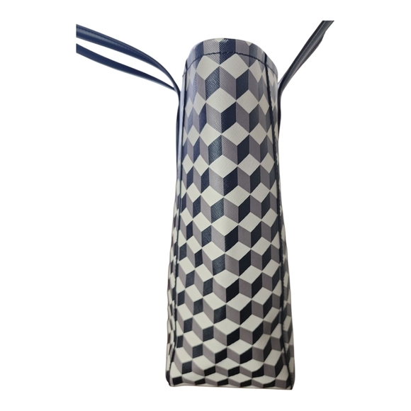 Anne Klein Georgia Tote Black White Geometric Lion Print Structured Bag - Picture 12 of 13